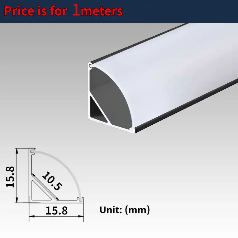 16*16mm Surface mounted triangular 45 degree linear light with aluminum ...