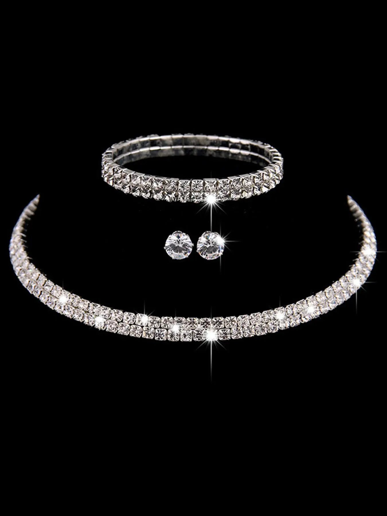 Elegant Artificial Zircon Decorated Jewelry Set, Fashion Necklace & Earrings & Anklet for Party, Daily Decor, Trendy All-match & Exquisite Jewelry for Birthday Gift