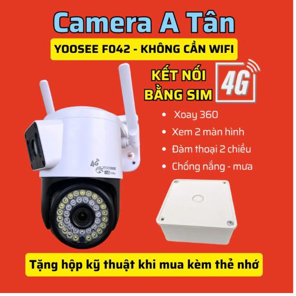 Camera sử dụng SIM 4G YOOSEE ngoài trời 2 mắt xem góc rộng FHD 1080P đàm thoại 2 chiều,xem đêm có màu