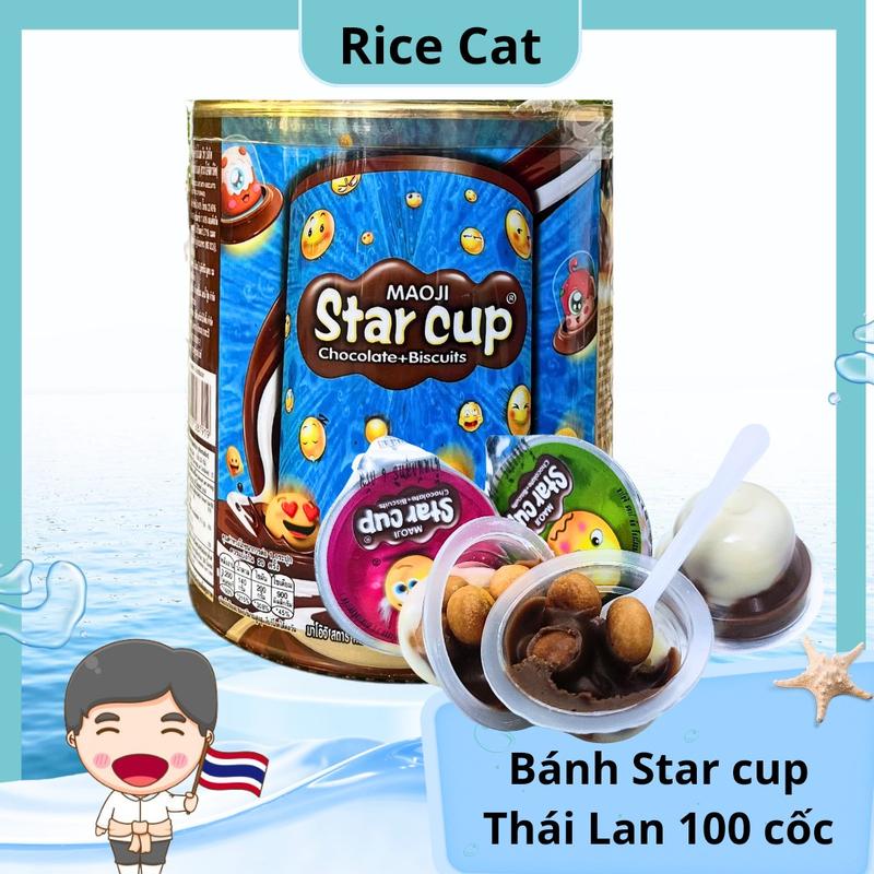 Hộp 100 Cốc Bánh Quy Socola Kem Sữa StarCup Thái Lan