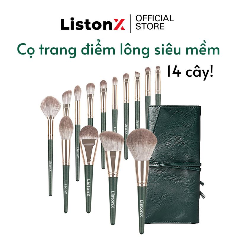 [MUA 2 TẶNG 1] Bộ Cọ Trang Điểm Cao Cấp 14 Chiếc Màu Xanh Lá (Lông Siêu Mềm) ListonX | Bộ Cọ Trang Điểm Cá Nhân | Tặng 1 bông mút cao cấp khi mua 2 sản phẩm bất kỳ
