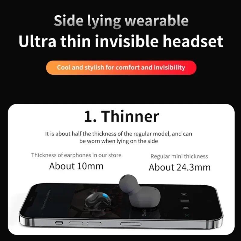 Product Introduction of Tai Nghe Nhét Tai Nghe Khi Ngủ, Tai Nghe Mini Không Dây, Dành Cho Công Việc, Tai Nghe Bluetooth TWS Âm Thanh Nổi, Thiết Bị Giấu Kín Có Mic, Cuộc Gọi HD, Chống Nước, X55 9