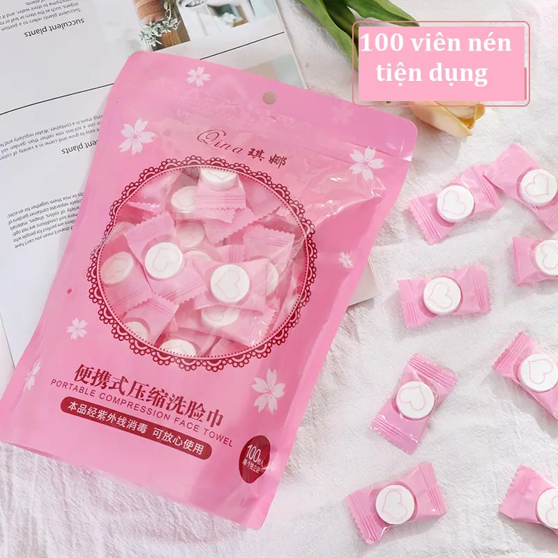Gói 100 viên giấy nén tiện lợi mang theo đi du lịch, đi học