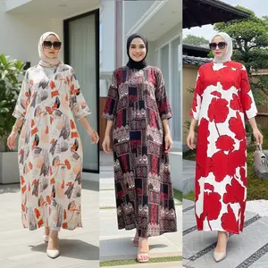 Daster Dress Rayon Motif Lengan 3/4 Terbaru Kekinian Viscos Pakaian wanita Bumil Dan Busui Friendly