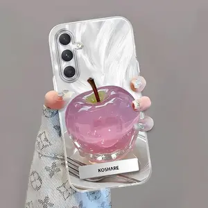 Untuk Galaxy A55 Kasing ponsel braket tanpa batas bunga transparan-WBK