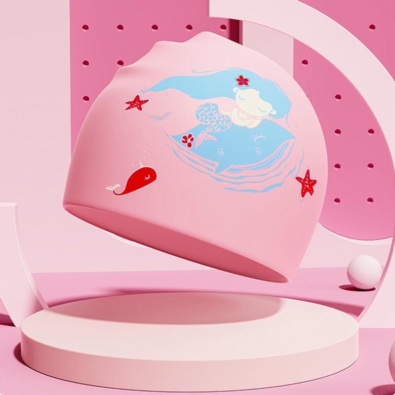 Product Introduction of Children's Swimming Cap Boys And Girls Long Hair Waterproof Head Training Professional Swimming Cap Silicone Cap 12