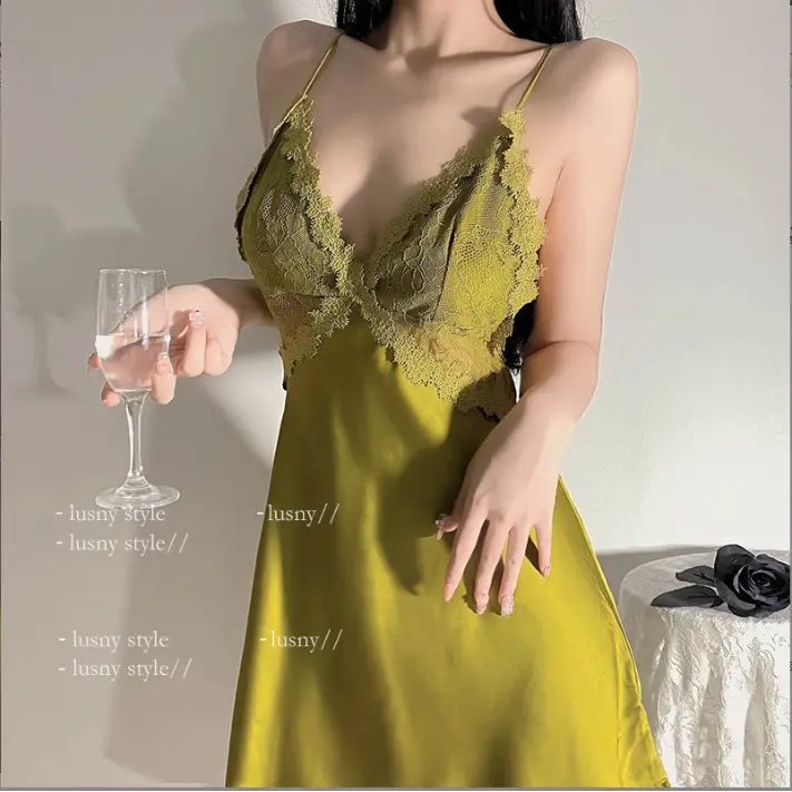 B65 Váy ngủ sexy cao cấp có mút ngực Đầm mặc nhà gợi cảm quyến rũ