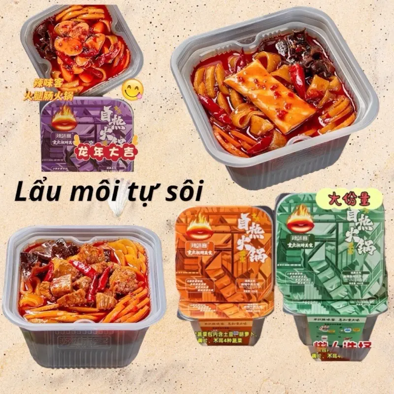 ( Tặng 1xúc xích ) 1 Lẩu tự sôi Trung bò miếng/dạ bò /cá viên/xúc xích