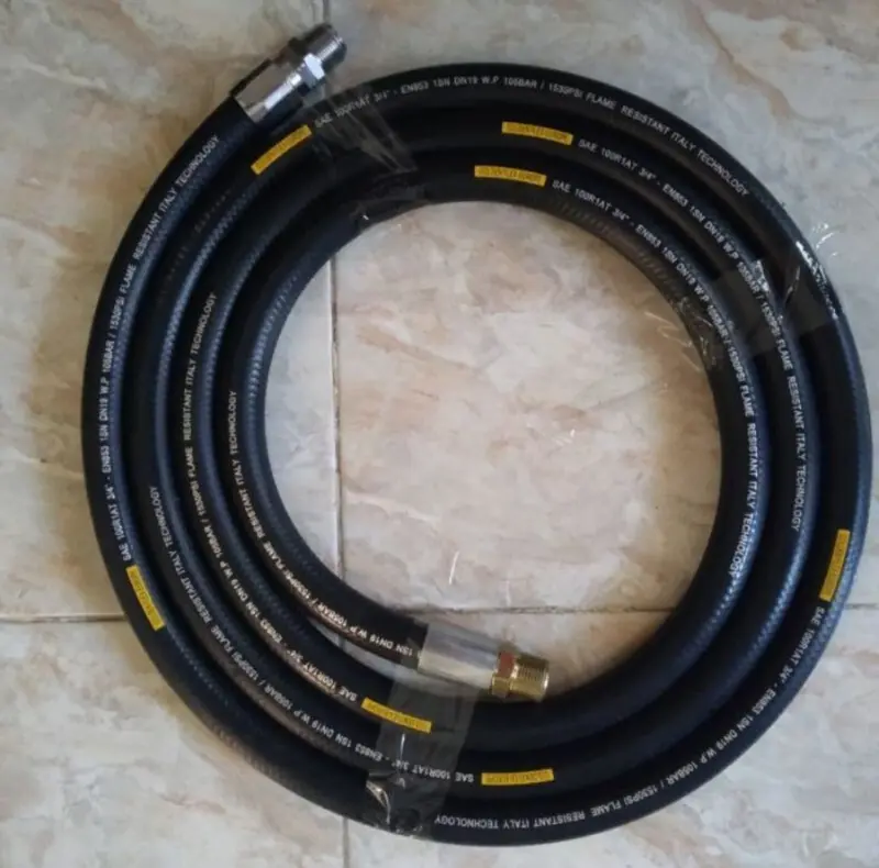 Selang Hitam Pom Mini Panjang 4 Meter Type R1 Kawat Baja Hose Swivel Press 3/4 Untuk Nozzle 8