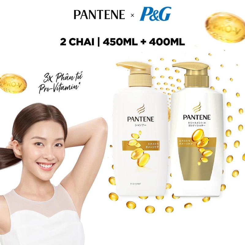 VÕ HÀ LINH X PANTENE COMBO DẦU GỘI CHAI 450ML & DẦU XẢ PANTENE PRO-V DƯỠNG MỀM MƯỢT HỖ TRỢ PHỤC HỒI HƯ TỔN 400ML BAO BÌ TIẾNG NHẬT