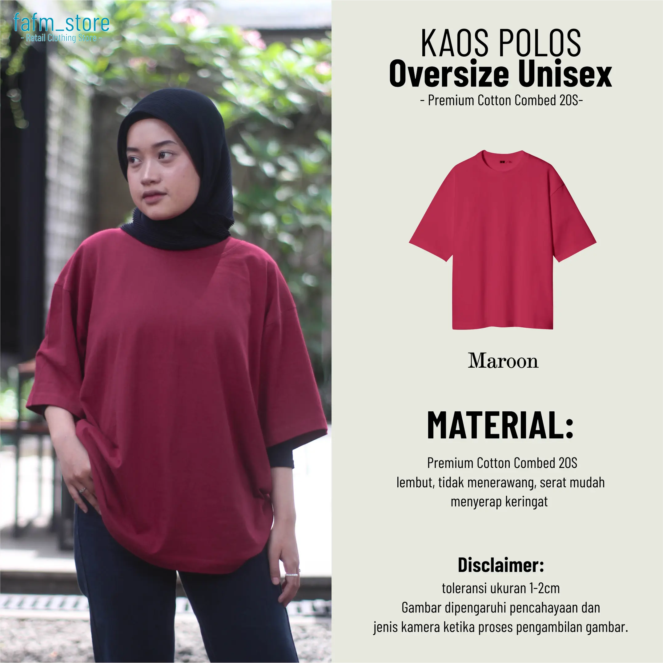 KAOS POLOS OVERSIZE PRIA DAN WANITA COTTON COMBED 20S Basic Bulat Katun Lembut Baju Distro Oblong Atasan