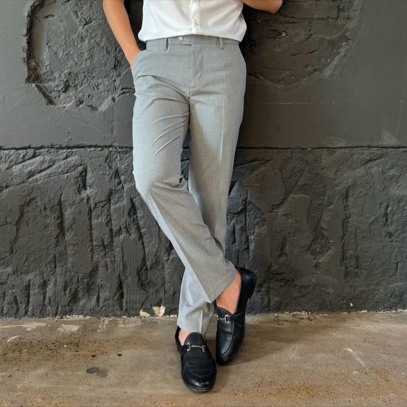 Quần Âu Kẻ Sọc Nhỏ Luxury Dáng Đẹp Ống Bo Gọn Gàng - Menswear Pants