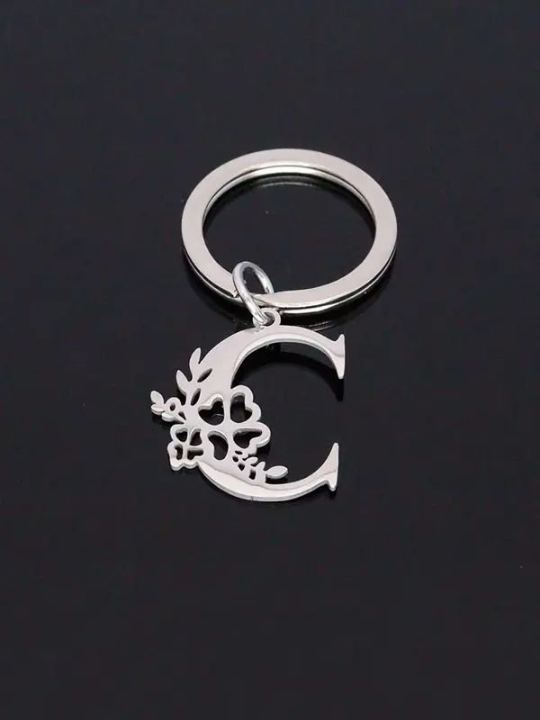 Stainless Steel Letter Design Keychain, Fashionable Keychain for Men & Women, Durable Metal Bag & Car Key Accessory 5