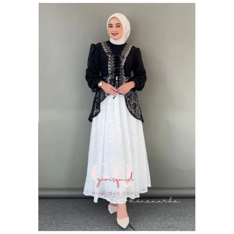Wisa Outer Tunik Tille Brukat Cardigan Tille Brokat Lengan Panjang Kebaya Tunik atasan outher brukat Outer Brokat Bordir Kondangan Lebaran Raya Outer Brocade Outer Lace Bridesmaid Wisuda Outer Pesta outer tunik renda brokat tunik brukat Ramadhan Fashion
