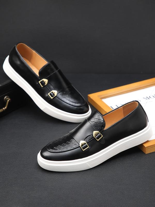 Men's Stylish Vintage Fish Scale Textured Flat Loafers Shoes, Business Comfortable Breathable Slip on Office Loafers Shoes for Boy, Retro Dress Shoes, Summer Walking Shoes 0