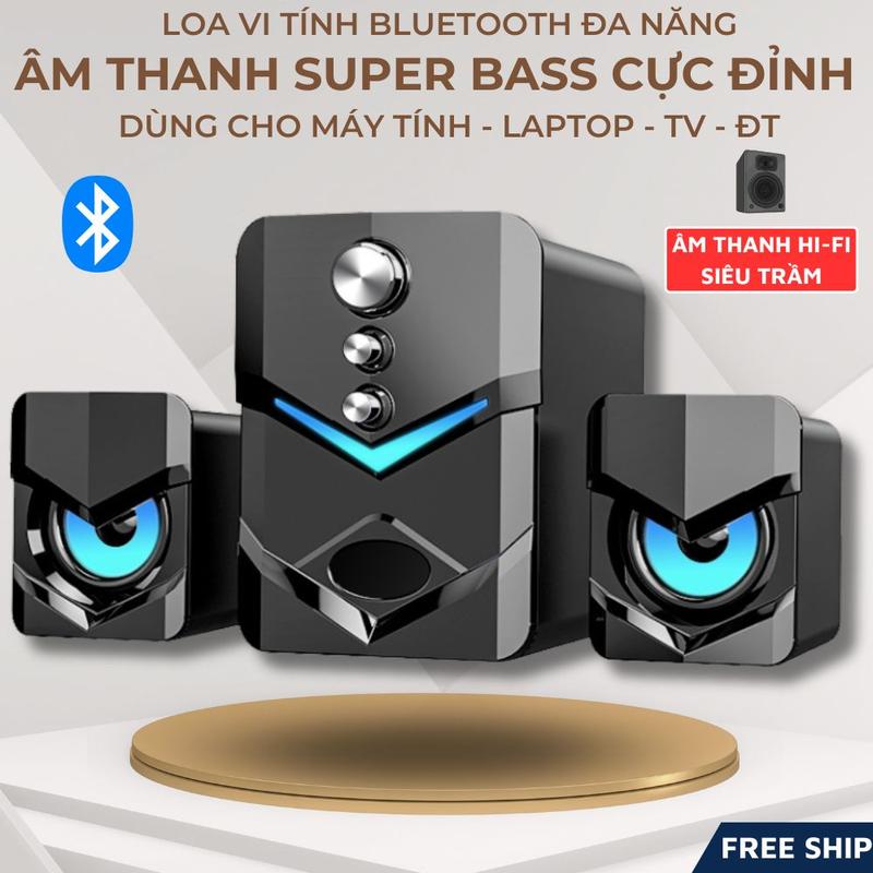 Loa vi tính để bàn MC D221 SUPER BASS cực đã, có LED, dòng loa máy tính cao cấp cho laptop, pc, điện thoại Củ Loa Nghe Nhạc
