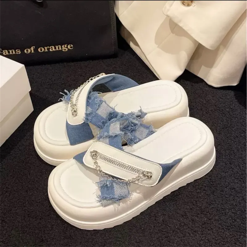 Dép nữ hottrek cao 4cm VYSHOESSHOP Rin Khoá  Bắt Chéo Kiểu Dáng Hàng Quốc VYSH-DNT-421- (lấy chuẩn size ) Women GiàY Nhung - DéP, Cao Su, Hoa 1