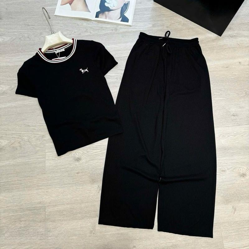 Sét bộ len lông thỏ thêu nổi cổ bo viền dáng basic quần xuông đơn giản mặc lên trẻ trung sang trọng lịch sự phù hợp mọi lứa tuổi top ươmen by KU Store 5