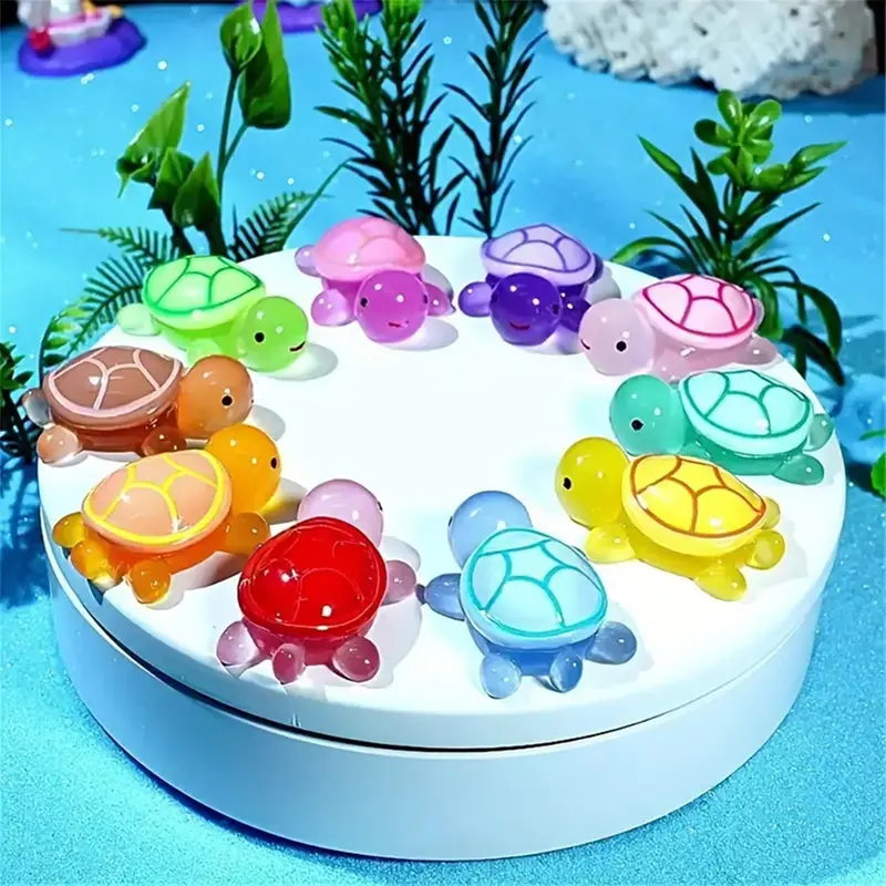 Random Color Luminous Turtle Design Ornament, 30pcs/set Cute Turtle Decoration, Mini Glow in The Dark Turtle Ornament for Home Decor 7
