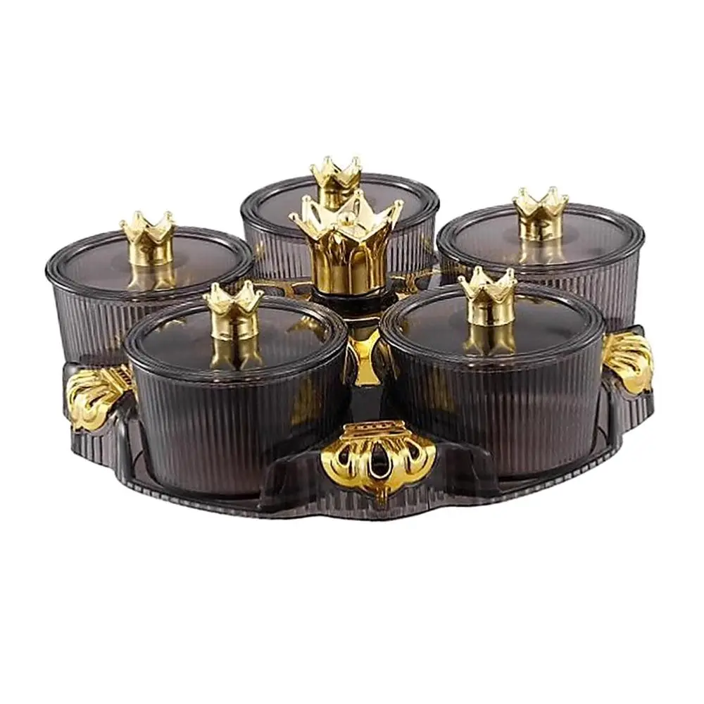 Divided Serving Tray Portable Decorative Appetizer Tray Rotatable Snack Platter for Cakes Cookies Dessert Chocolates Camping