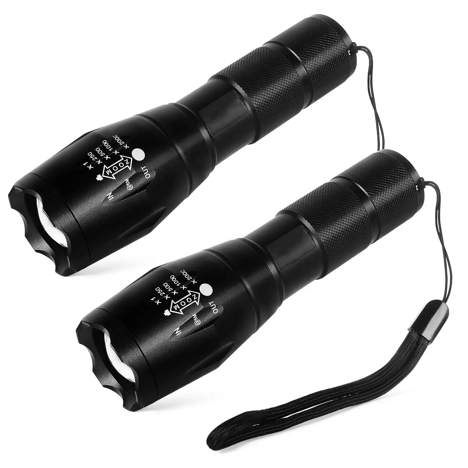 Tactical Flashlight, 2 Counts/set 5 Modes 3000 High Lumens LED Waterproof Handheld Flashlight, Portable Flashlight for Camping Biking Hiking Outdoor Home Emergency