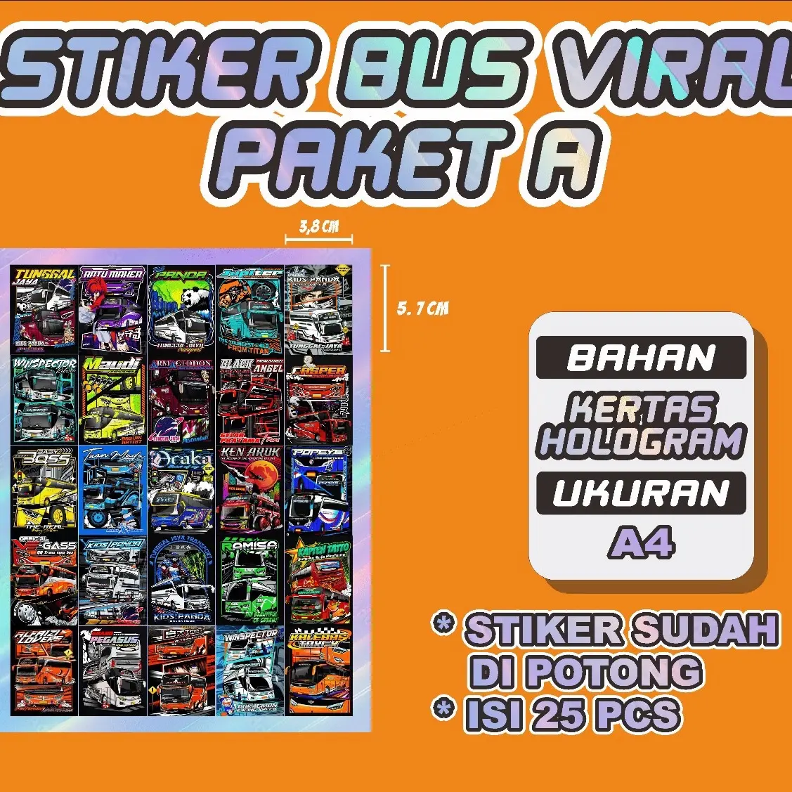 Sticker Bus Original Hologram , isi 25 pcs, Sticker Bus Virall, Sticker bus kotak