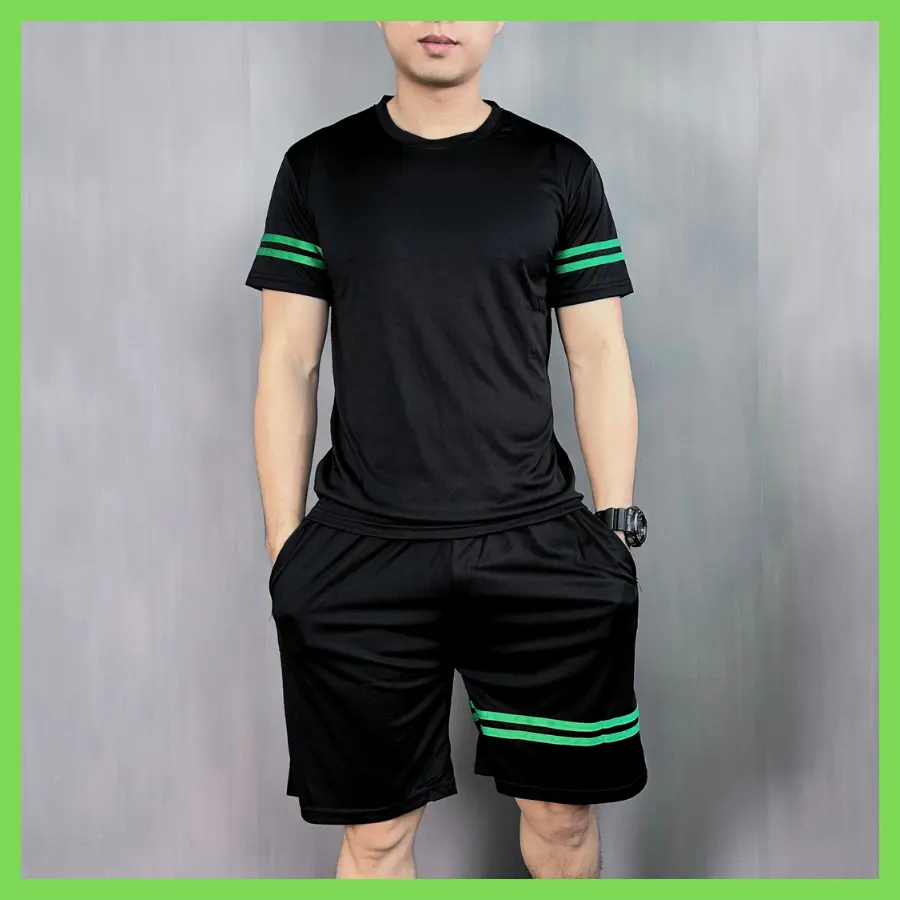 Bộ quần thể thao thun hè SIZE 33 -> 120kg in 2D hình 2 SỌC XANH chất liệu thun lạnh co dãn 4 chiều thoáng mát bền đẹp không bai xù - A'ka Fashion 365