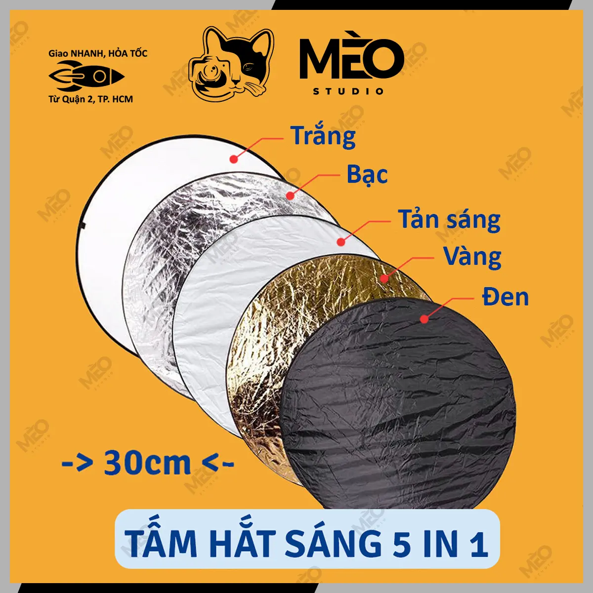 Tấm Hắt sáng 2in1 Tròn 30 cm mini, Miếng Hắt Sáng 2 Trong 1 Chụp Ảnh Chuyên Nghiệp - 906 Phụ Kiện Camera