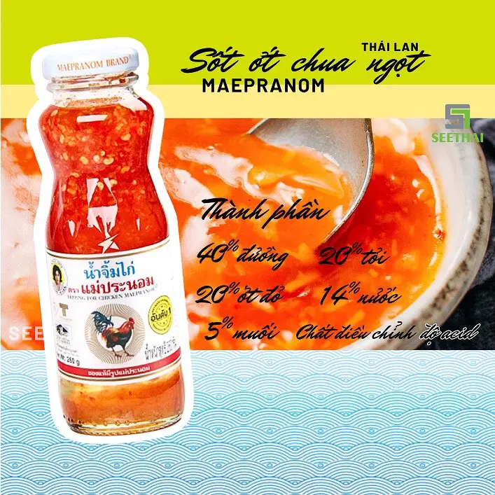 Sốt Chua Ngọt Thái Lan hiệu Con Gà - Chai Thủy Tinh 980ml 5