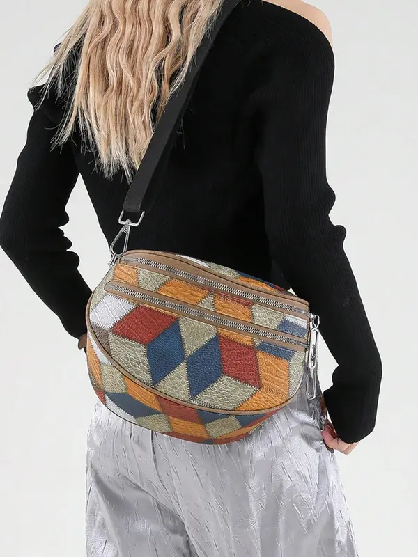 Women's Fashionable Fanny Pack, Casual Versatile Solid Color Sling Bag with Wide Strap, Trendy All-match Chest Bag for Daily Used 4