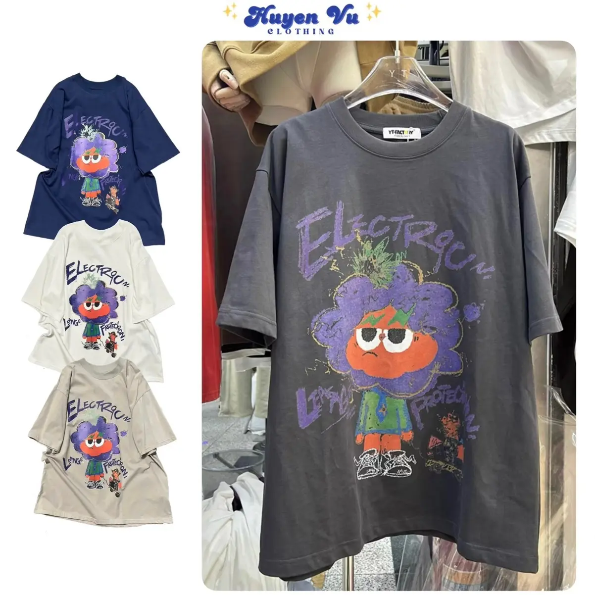 Áo thun NAM NỮ form Rộng, COTTON mát dày dặn, oversz cổ tròn bo zip ngắn tay ( cậu bé Tóc xanh)