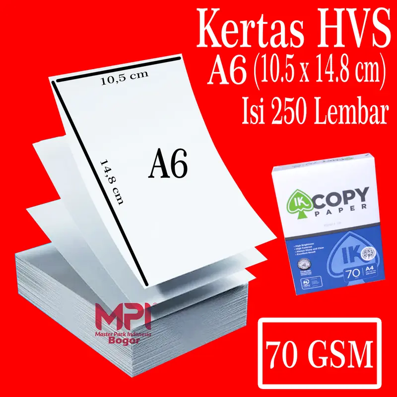 Kertas HVS A6 ( 10.5 x 14.8 cm ) 70 Gsm / Kertas Untuk Print Resi - Isi 250 Lembar Paper 0