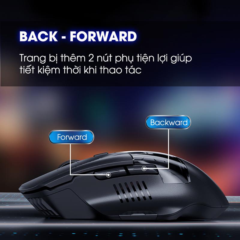 Chuột không dây gaming SIDOTECH INPHIC A9 PRO MAX bluetooth silent chống ồn pin sạc 6 nút bấm led RGB 5 mức DPI | BigBuy360 - bigbuy360.vn