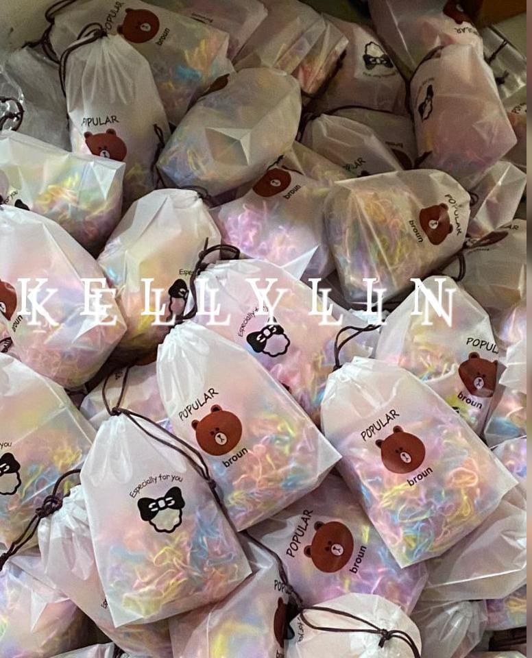 Product Introduction of KARET JEPANG POUCH ISI 2000 PCS KARET RAMBUT FREE POUCH MIX WARNA Scrunchies 1