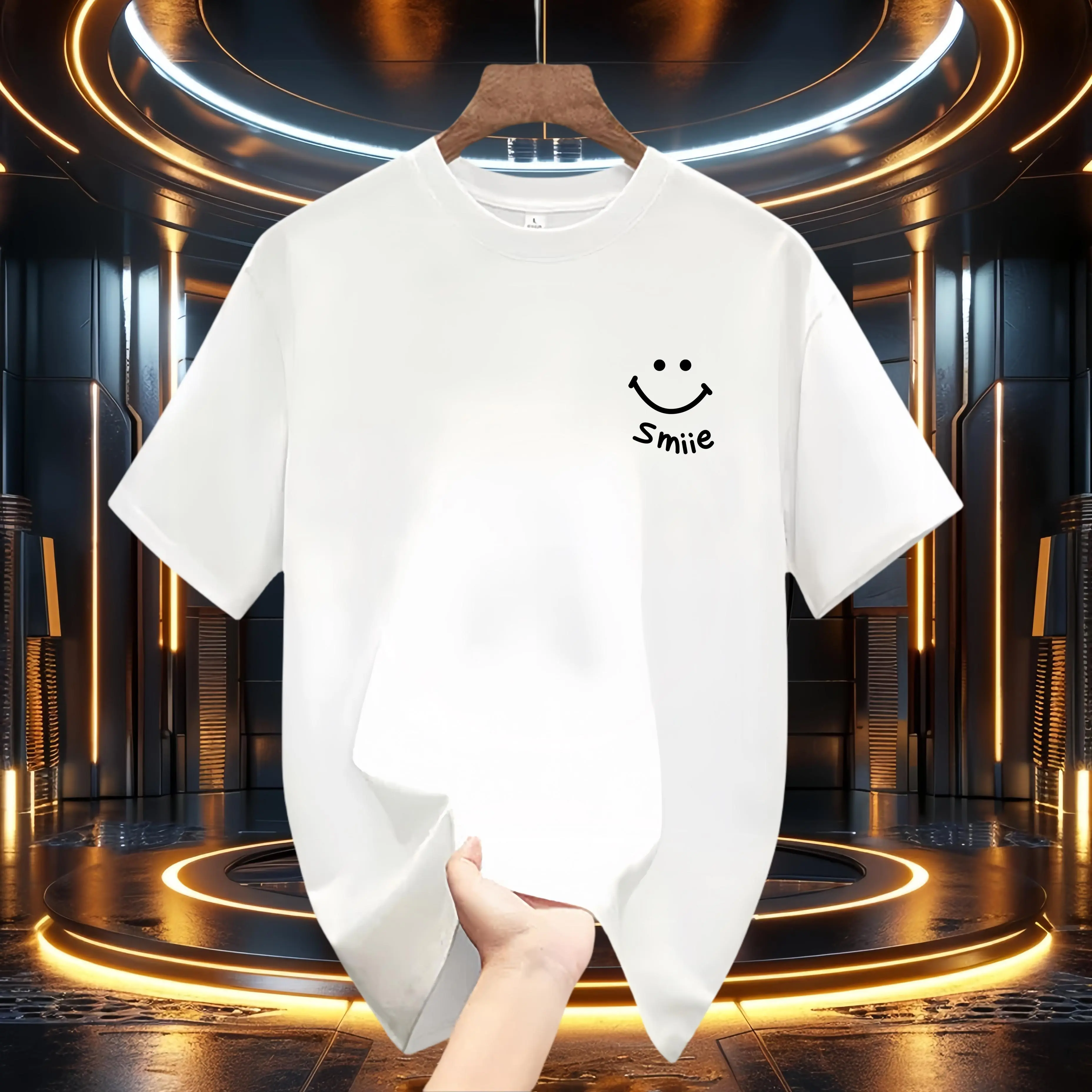 ลายหน้ายิ้มยอดฮิต ทรงขายดี อินเทรนด์ ลายเล็ก ลายยอดฮิต น่ารัก ใส่ได้ทั้งชายและหญิง เสื้อยืดคอกลมแฟชั่น Man ผ้าฝ้าย Clothing ผ้าไหม