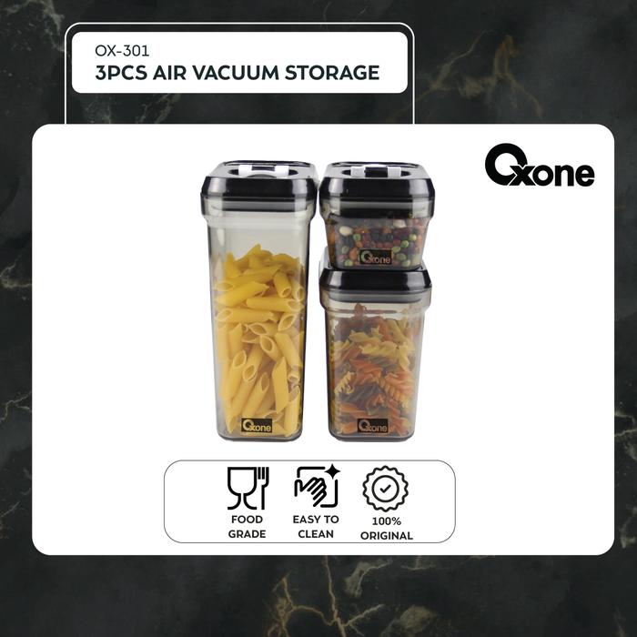 Gambar Oxone OX301 3pcs Plastic Storage with Air Vacuum - Black dari Oxone Official Kota Administrasi Jakarta Utara Tokopedia