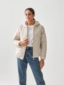 Women's Solid Color Zip Up Pocket Sports Down Hooded Coat, Casual Long Sleeve Thermal Outerwear for Outdoor Activities, Ladies Sportswear for All Seasons