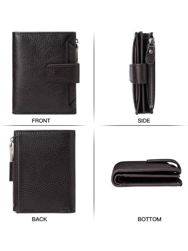 Men's Business Style Plain Color RFID Blocking Short Wallet, Casual Trendy Bifold Wallet, Fashionable Wallet for Daily Use As Gift with Gift Box for Men 3