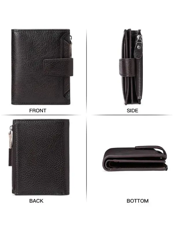 Men's Business Style Plain Color RFID Blocking Short Wallet, Casual Trendy Bifold Wallet, Fashionable Wallet for Daily Use As Gift with Gift Box for Men 3