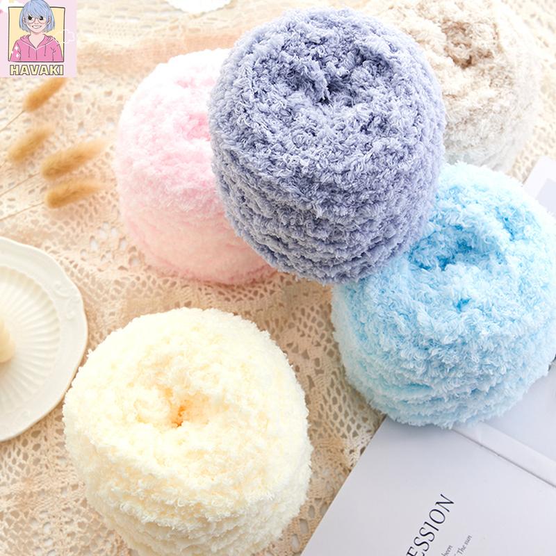  Len xù cuộn 100gr len bông xù siêu mịn đan móc khăn túi handmade Diy - Phụ kiện đan túi HAVAKI 