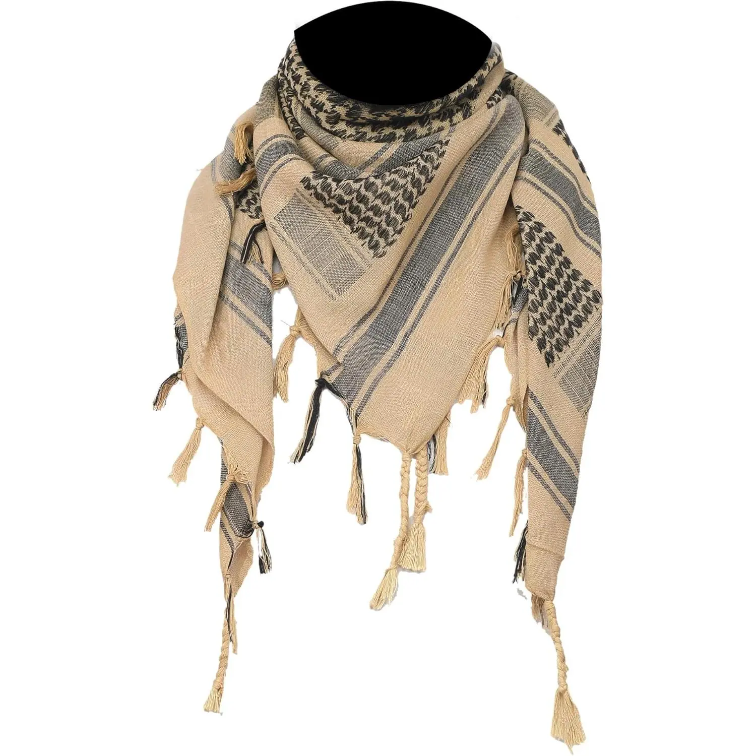 THE ART BOX 100% Cotton Military Mens Scarf Tactical Desert Arab Scarf Shemagh Wrap Scarves Keffiyeh Afghan Scarf For Men