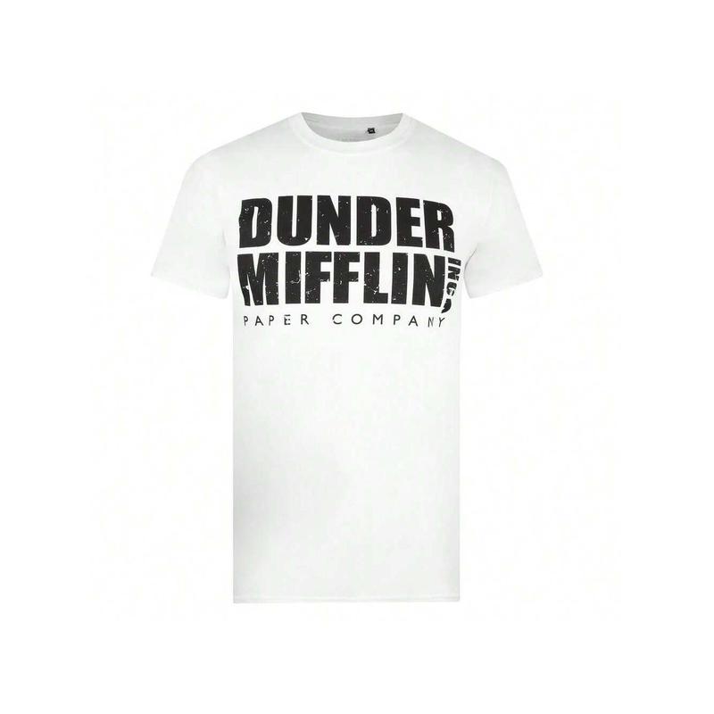 TikTok Shop The Office Mens Dunder Mifflin Logo T Shirt White Black