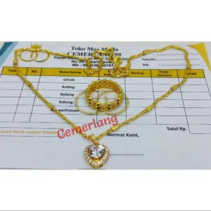 KALUNG BAMBU LIONTIN FULL PERMATA FRE CINCIN PASIR , BERLAPIS EMAS MUDA DAPAT SURAT DARI TOKO