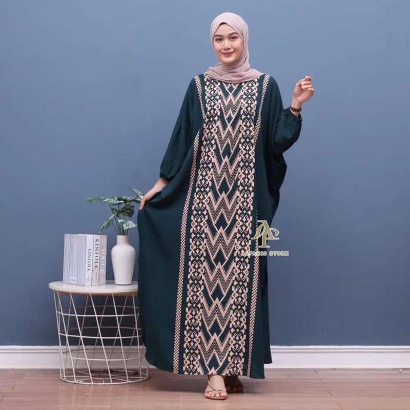 Kaftan Rayon Hana Jumbo ld 170 Gamis Kaftan Muslim Wanita Dress Tebal Nyaman Panjang Hitam 4