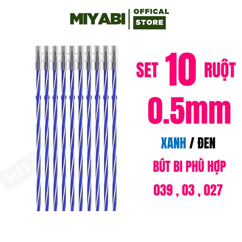  Ruột bút bi thiên long xanh  đen vỉ 10 ngòi 0,5mm 027 - Vỉ ruột bút bi thiên long cao cấp - MIYABI STORE 
