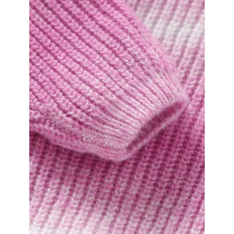 Toddler Sweaters Gradient Color Drop Shoulders Long Sleeve Round Neck Ribbed Knitted Pullover 6