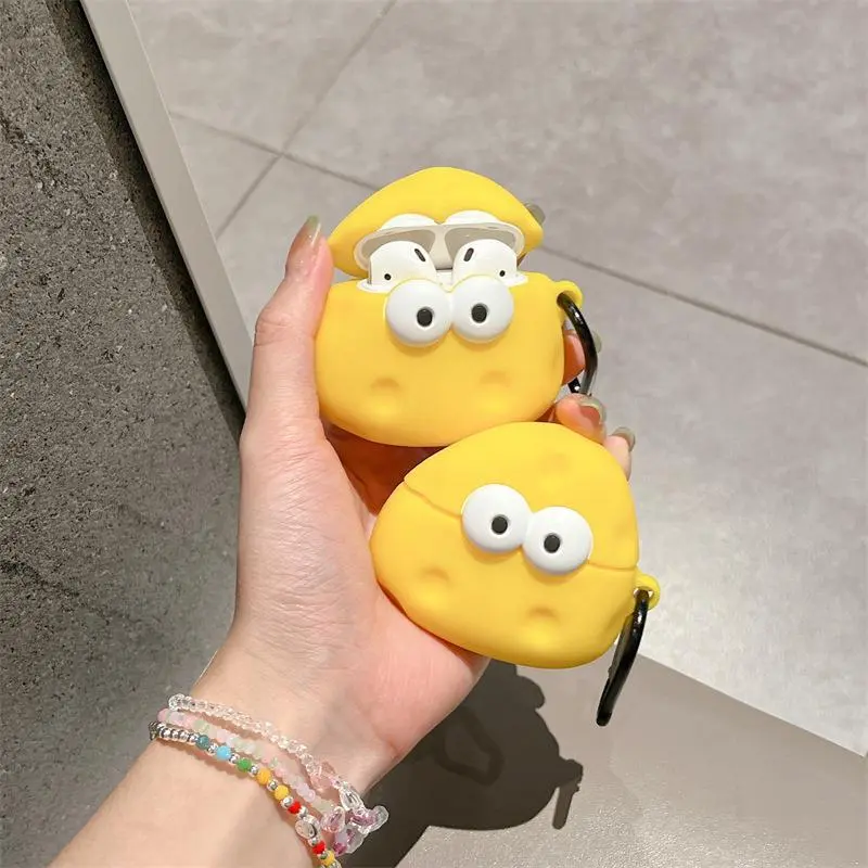 Cartoon Cheese Case for AirPods 4 Airpod 1 2 3 Pro Pro2  Bluetooth Earbuds Charging Box Protective Earphone Case Cover