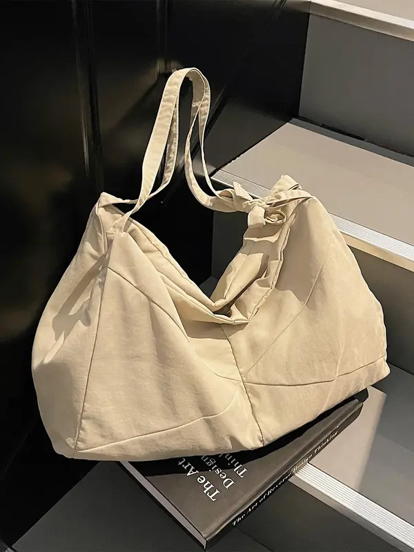 Women's Solid Color Shoulder Bag, Large Capacity Crossbody Bag for Work & School, Casual Trendy Versatile High-quality Daily Commuting Bag, Girl Fashionable Shopping Bag 4