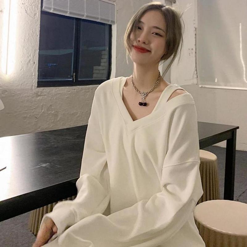Áo nỉ nữ áo sweater nữ trễ vai chất nỉ cotton xịn xò A128 SUTANO 2