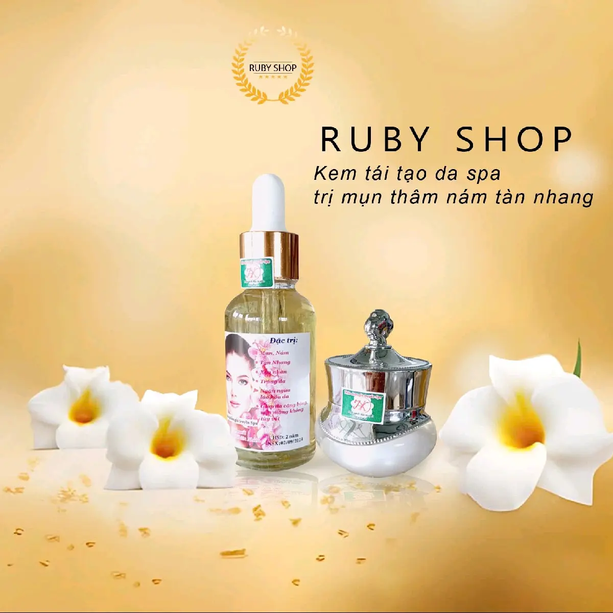 combo tái tạo da spa ( combo nước mạnh màu trắng ) trị mụn thâm nám tàn nhang kèm bông Gòn Skincare